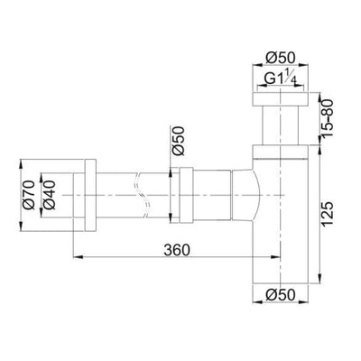 POSEIDON BRASS SQUARE BOTTLE TRAP 40MM BRUSHED GOLD