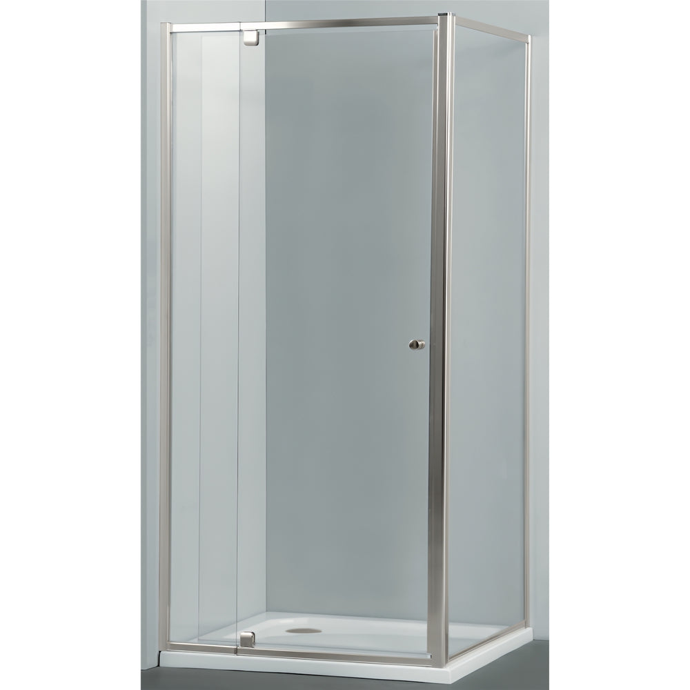 COVEY SEMI-FRAMELESS PIVOTAL DOOR SHOWER SCREEN BRUSHED NICKEL