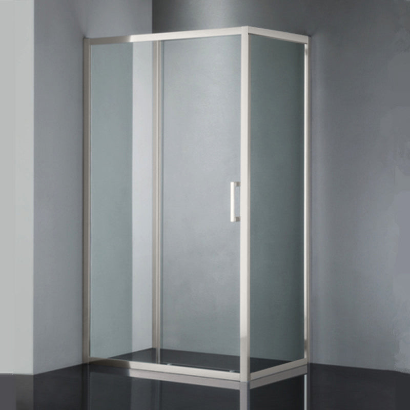 COVEY SEMI-FRAMELESS SINGLE SLIDING DOOR SHOWER SCREEN BRUSHED NICKEL