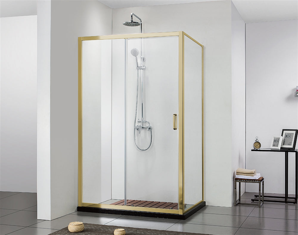 COVEY SEMI-FRAMELESS SINGLE SLIDING DOOR SHOWER SCREEN LIGHT GOLD