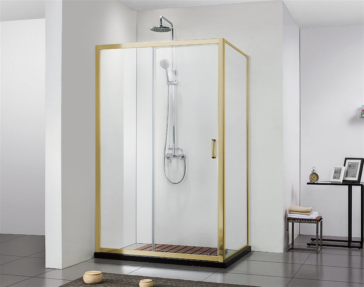 COVEY SEMI-FRAMELESS SINGLE SLIDING DOOR SHOWER SCREEN LIGHT GOLD