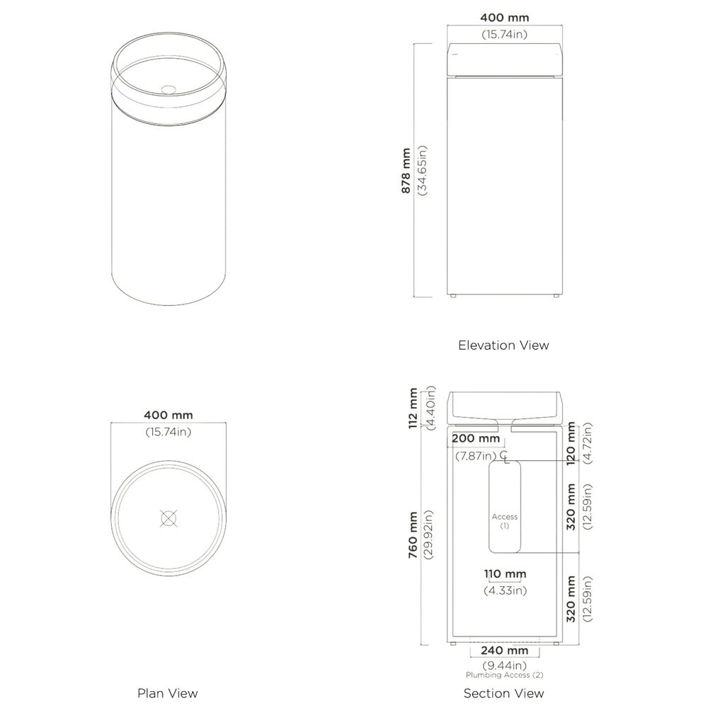 NOOD CO CYLINDER PRISM CIRCLE FREESTANDING BASIN CLOUD