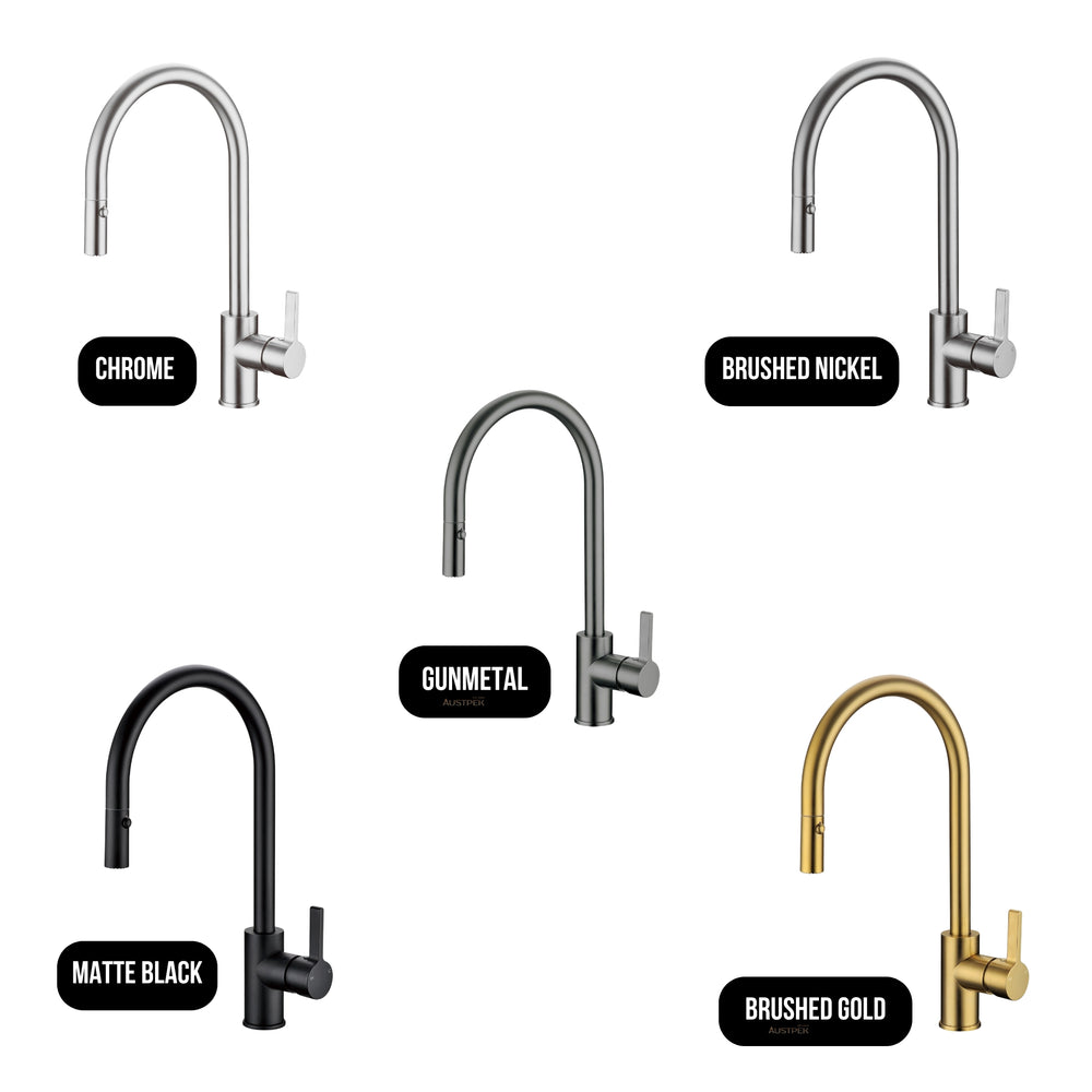 IKON OTUS PULL-OUT SINK MIXER 405MM BRUSHED NICKEL