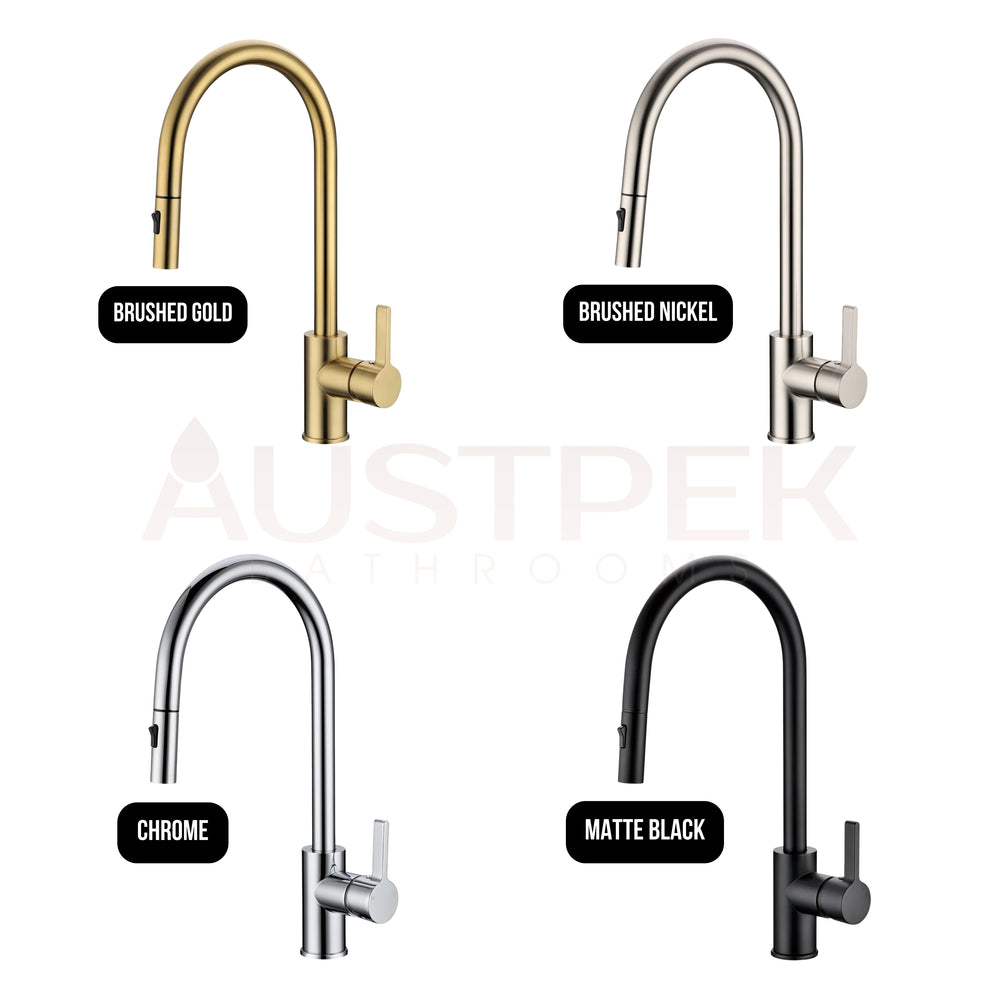 IKON OTUS LEAD FREE PULL-OUT SINK MIXER 405MM BRUSHED GOLD
