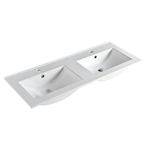 POSEIDON STANDARD GLOSS WHITE DOUBLE BOWL CERAMIC VANITY TOP (AVAILABLE IN 1210MM AND 1510MM)