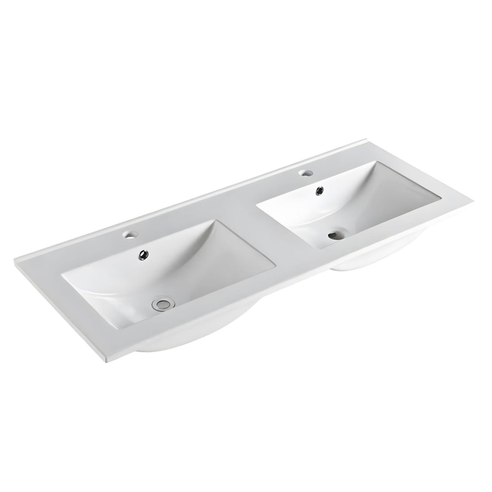 POSEIDON STANDARD GLOSS WHITE DOUBLE BOWL CERAMIC VANITY TOP (AVAILABLE IN 1210MM AND 1510MM)