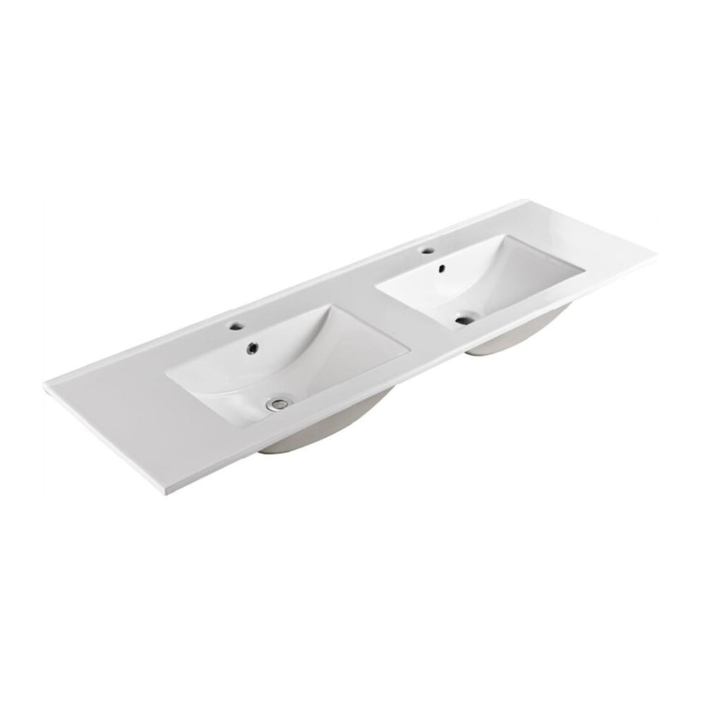 POSEIDON POLAR GLOSS WHITE 1500MM DOUBLE BOWL WALL HUNG VANITY