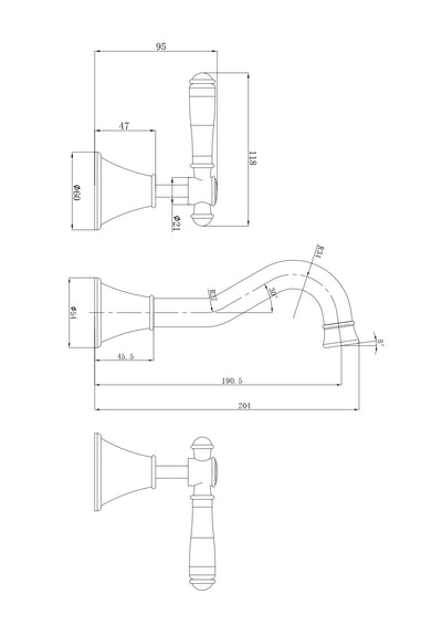 IKON CLASICO LEAD FREE THREE PIECE BATH SET BRUSHED NICKEL (BRASS HANDLE)