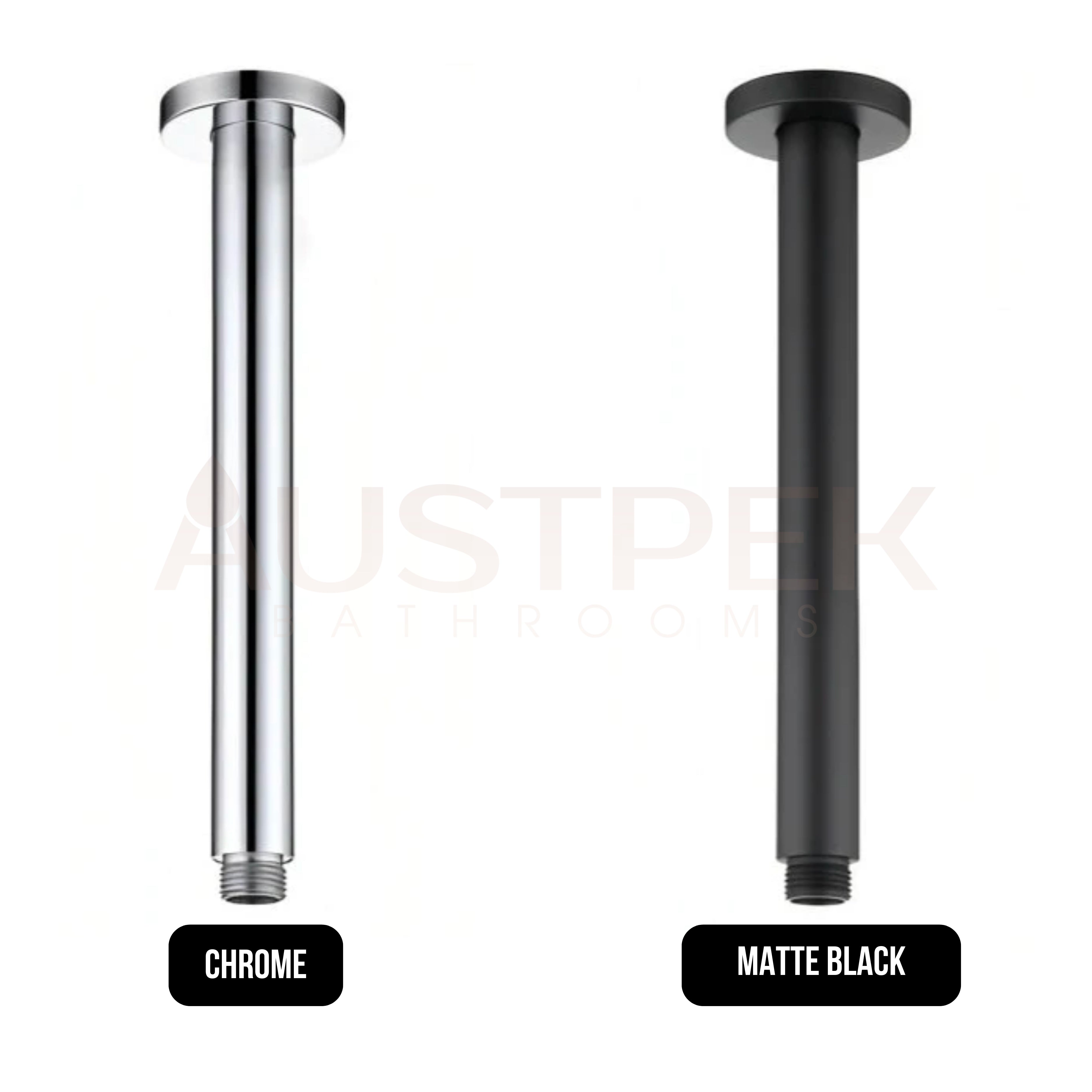 INSPIRE CEILING SHOWER ARM ROUND 200MM BLACK