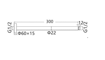 INSPIRE PAVIA CEILING SHOWER ARM ROUND 300MM BRUSHED GOLD