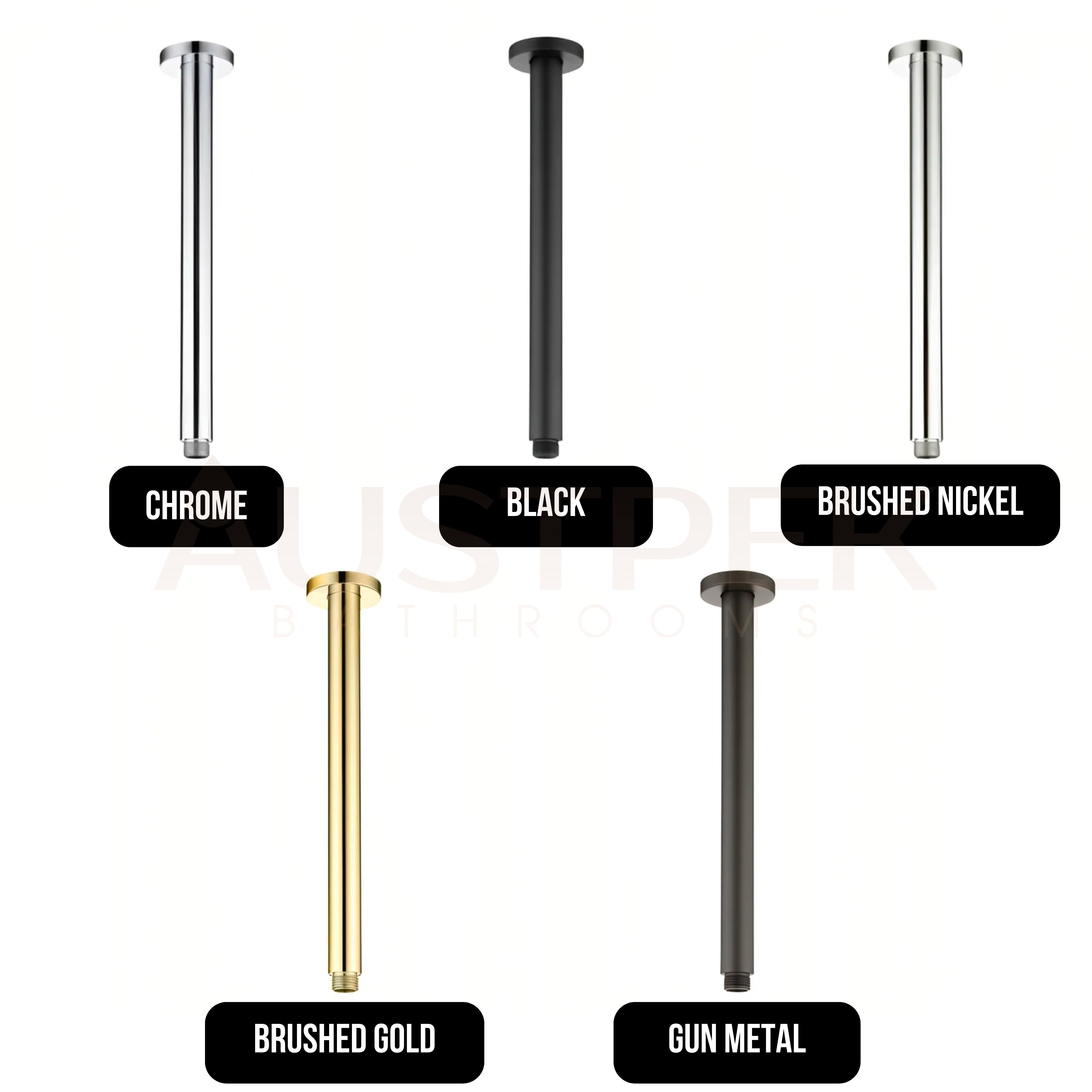 INSPIRE PAVIA CEILING SHOWER ARM ROUND 300MM BRUSHED NICKEL