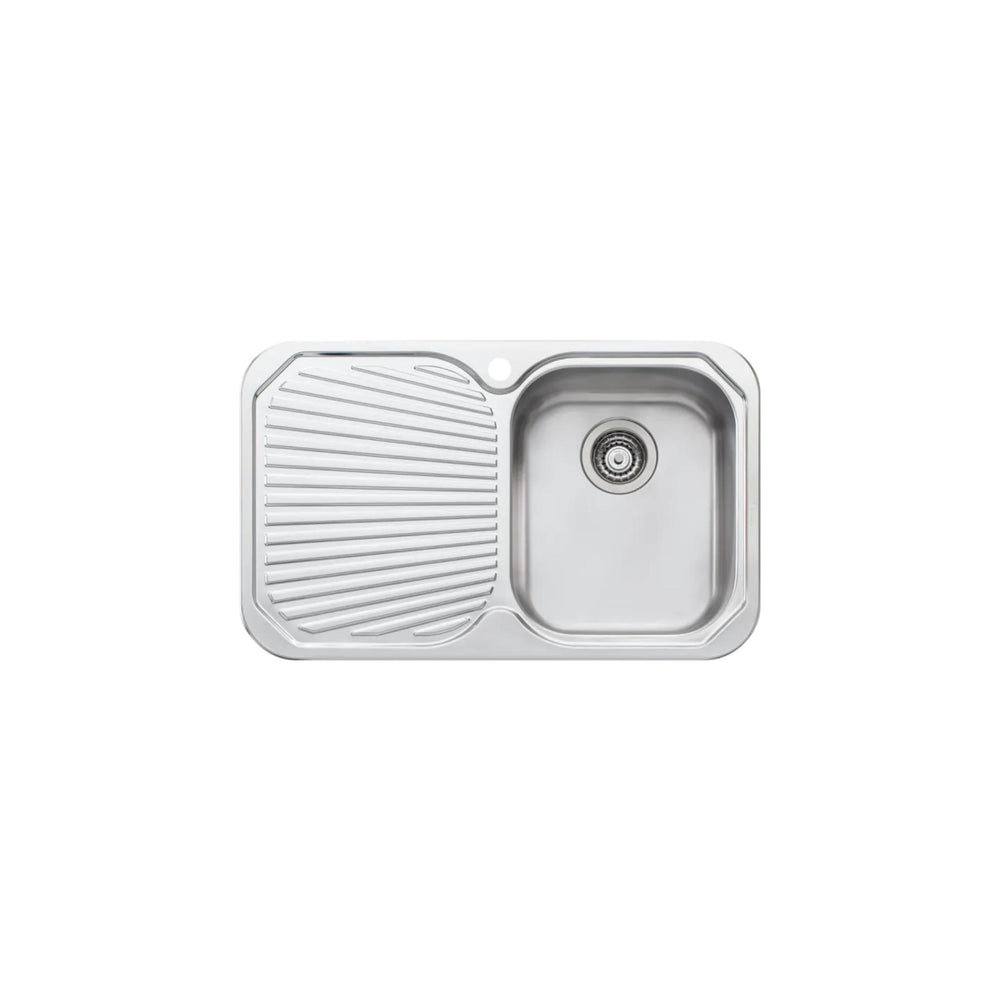 OLIVERI PETITE SINGLE BOWL TOPMOUNT ALFRESCO AND KITCHEN SINK WITH DRAINER STAINLESS STEEL 770MM
