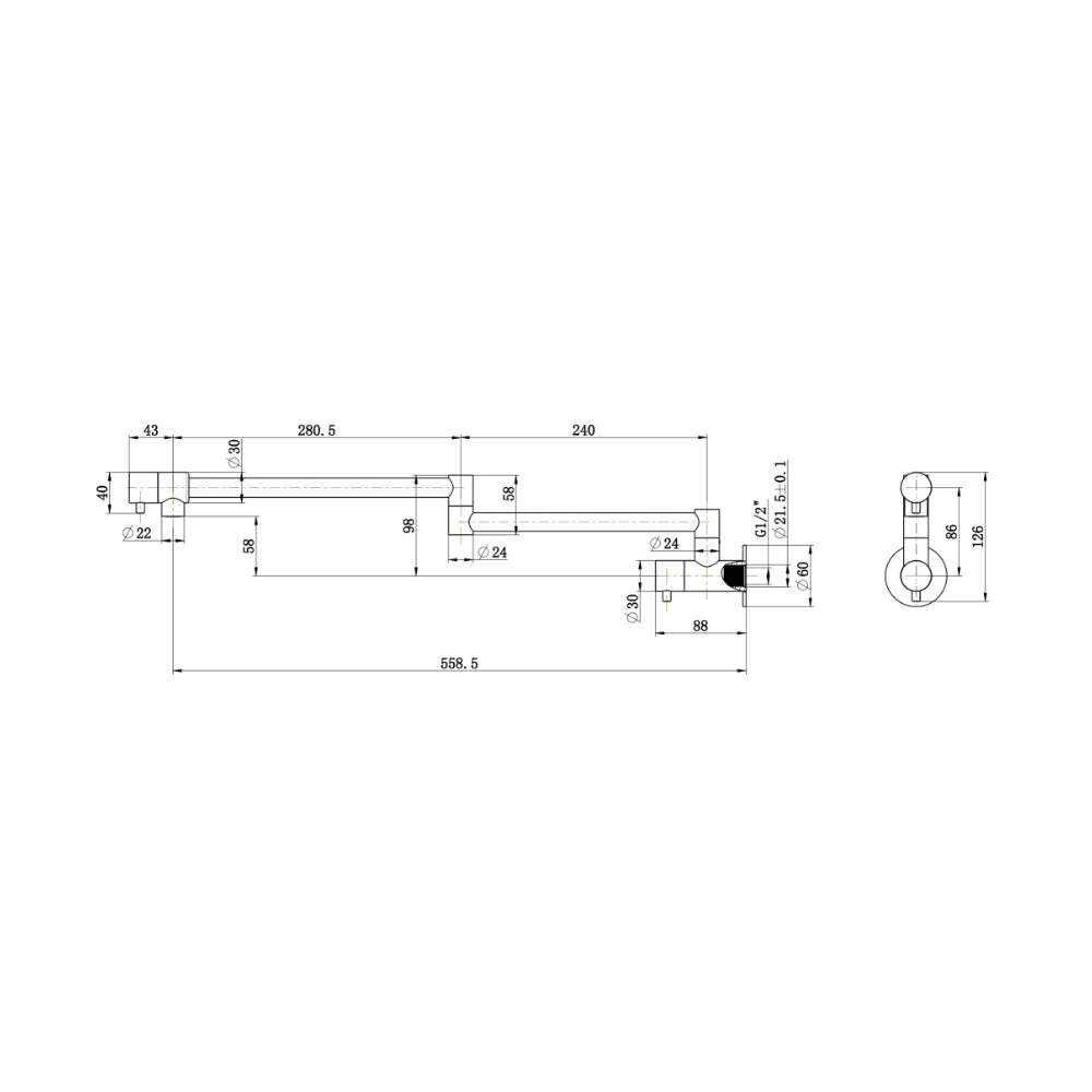 BELLA VISTA MICA HERITAGE POT FILLER 558MM BRUSHED NICKEL