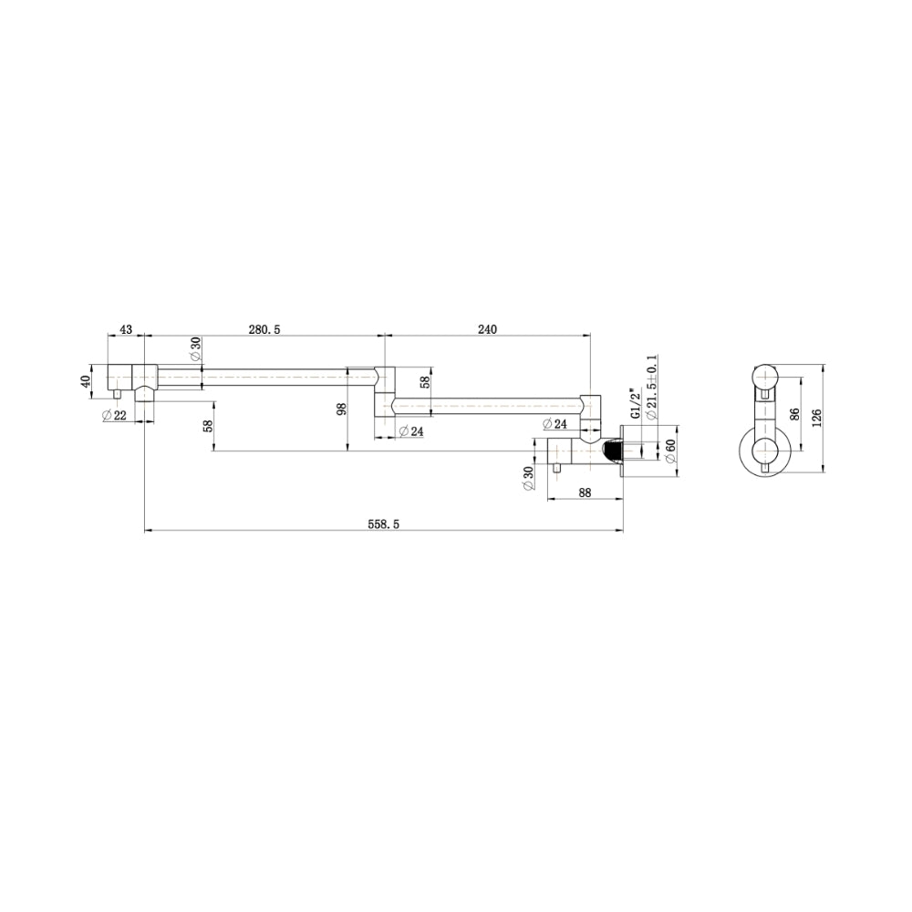 BELLA VISTA MICA HERITAGE POT FILLER 558MM CHROME