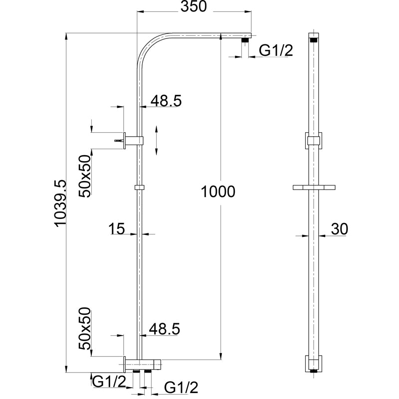 IKON EDEN MULTIFUNCTION SHOWER SET WITH TWO HOSES 1039MM CHROME