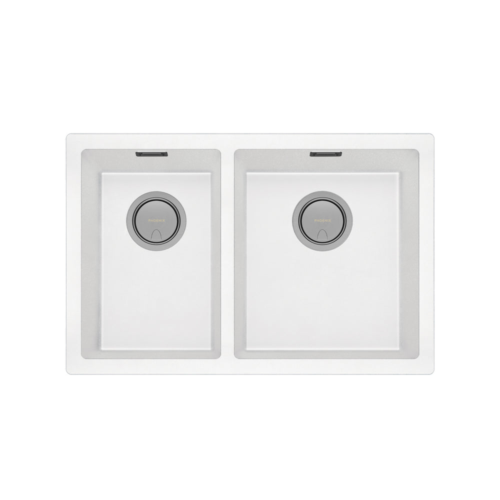 PHOENIX 5000 SERIES 1 AND 3/4 BOWL SINK MATTE WHITE 713MM