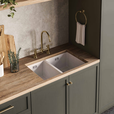 PHOENIX 5000 SERIES 1 AND 3/4 BOWL SINK MATTE WHITE 713MM