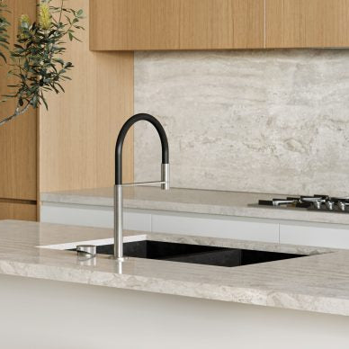 PHOENIX AXIA HOB SINK MIXER SET FLEXIBLE HOSE 440MM MATTE BLACK