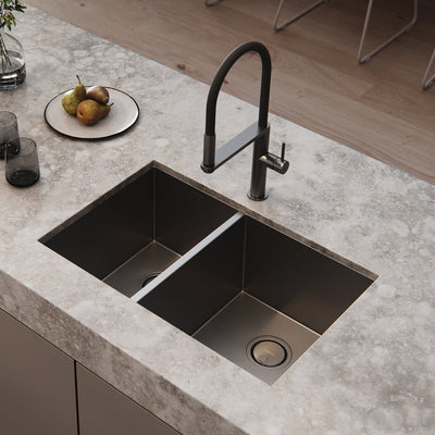 PHOENIX COVERED SINK BASKET WASTE BRUSHED CARBON