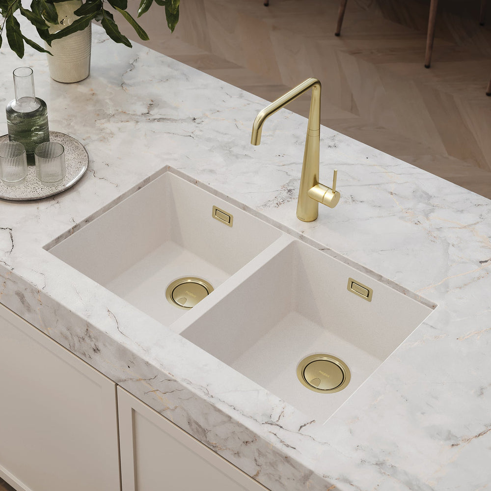 PHOENIX COVERED SINK BASKET WASTE WITH OVERFLOW BRUSHED GOLD