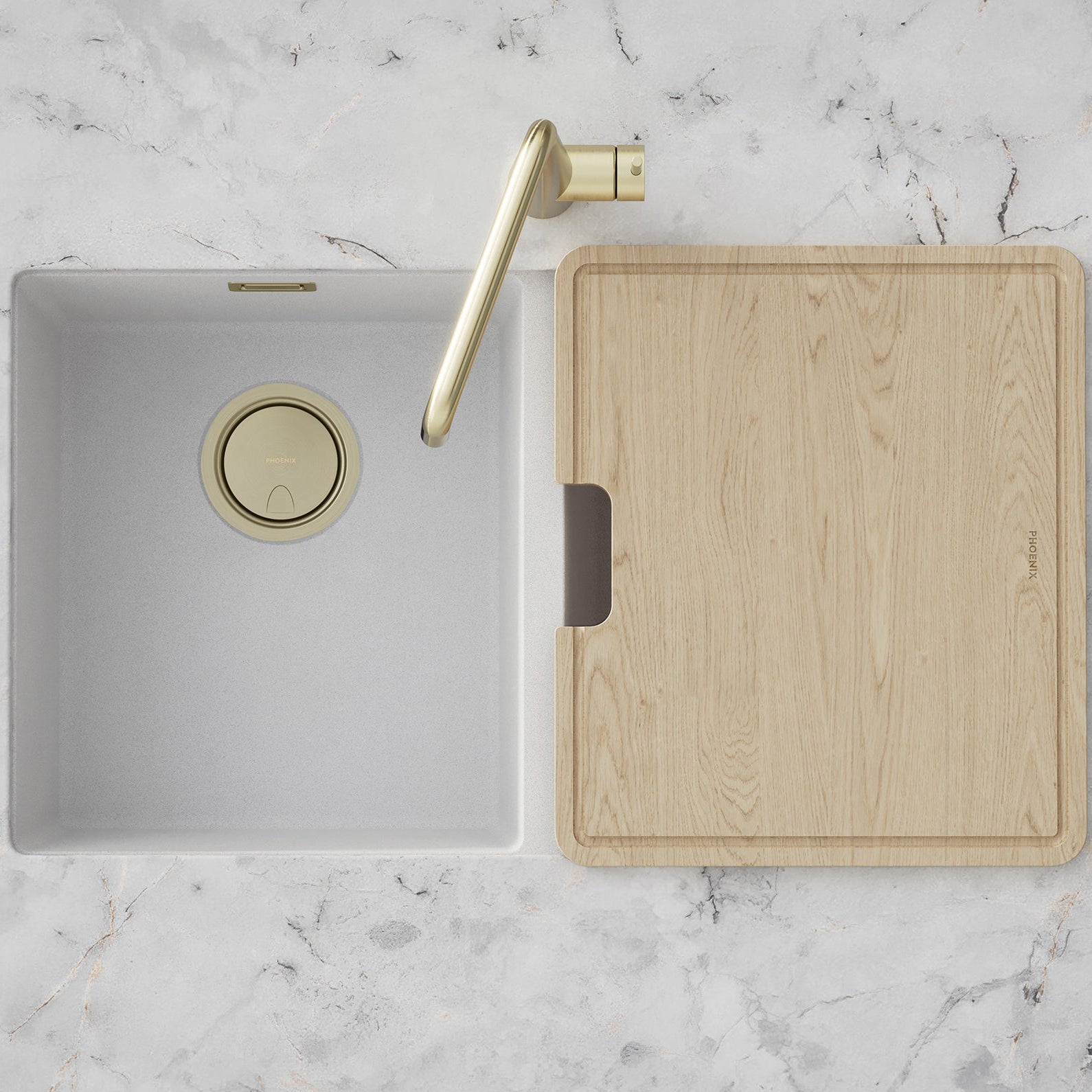 PHOENIX COVERED SINK BASKET WASTE WITH OVERFLOW BRUSHED GOLD