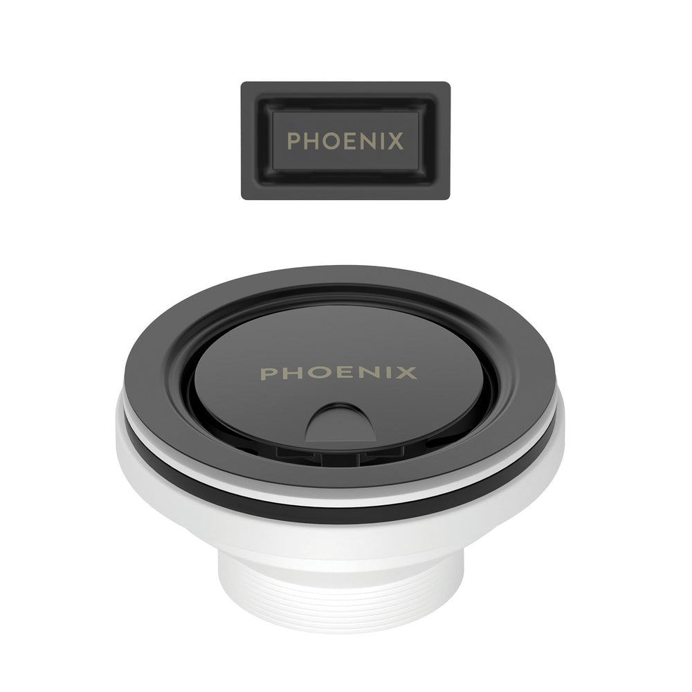 PHOENIX COVERED SINK BASKET WASTE WITH OVERFLOW MATTE BLACK