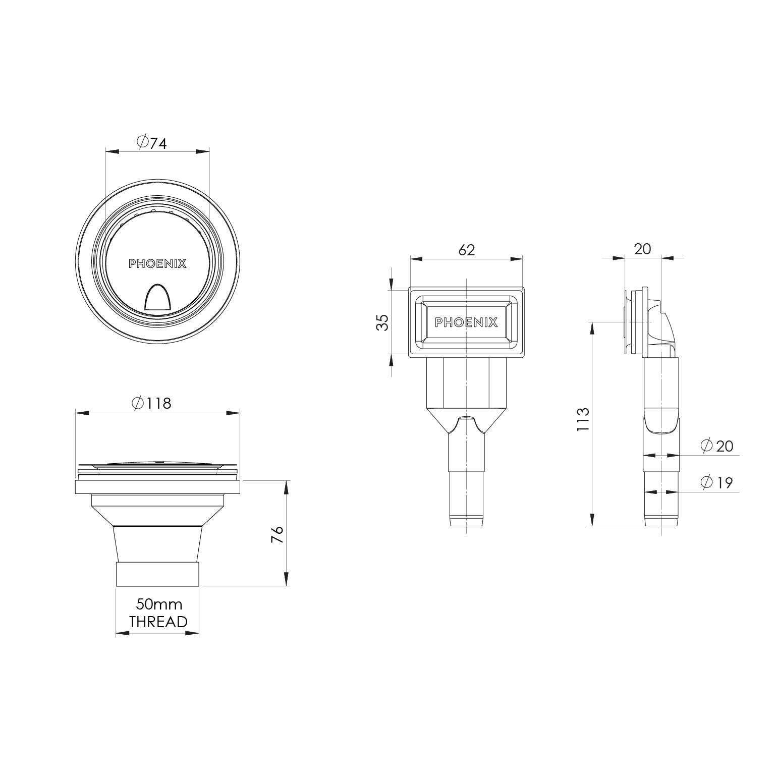 PHOENIX COVERED SINK BASKET WASTE WITH OVERFLOW BRUSHED GOLD