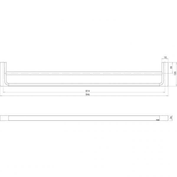 PHOENIX GLOSS DOUBLE NON-HEATED TOWEL RAIL BRUSHED CARBON 800MM