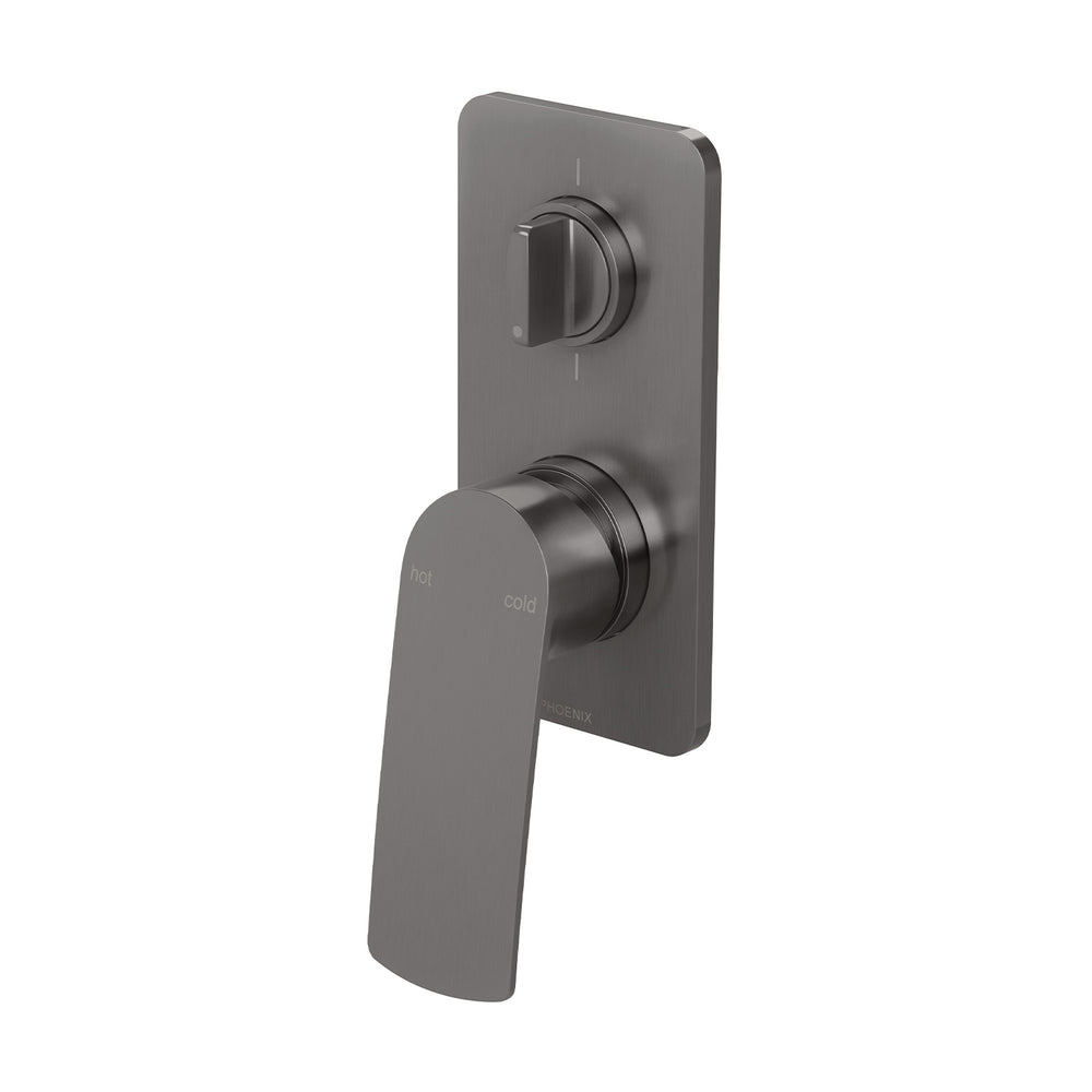 PHOENIX MEKKO SHOWER / BATH DIVERTER MIXER COMPLETE KIT BRUSHED CARBON