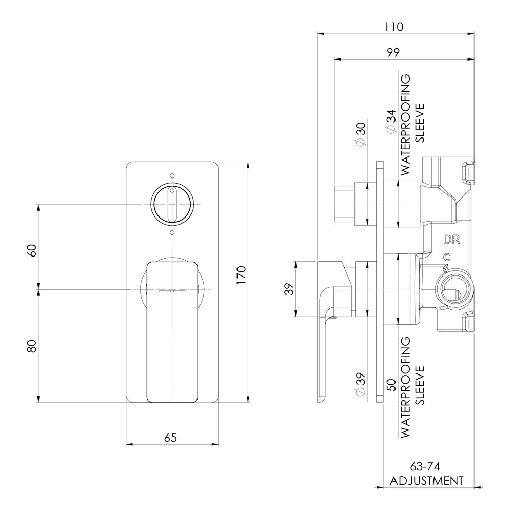 PHOENIX MEKKO SHOWER / BATH DIVERTER MIXER COMPLETE KIT BRUSHED CARBON