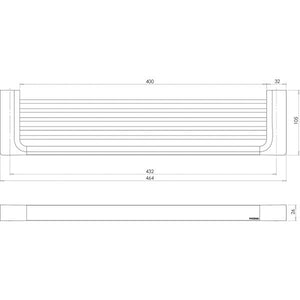 PHOENIX GLOSS SHOWER SHELF 400MM BRUSHED CARBON