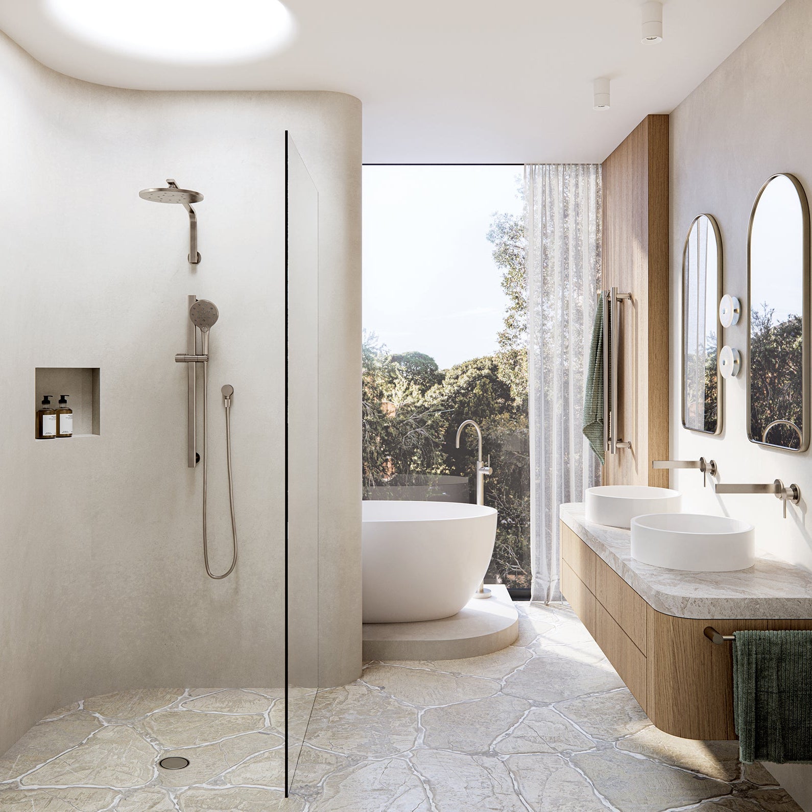 PHOENIX HIGH-RISE SHOWER ARM AND ROSE 346MM BRUSHED NICKEL