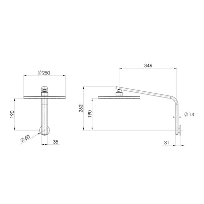 PHOENIX HIGH-RISE SHOWER ARM AND ROSE 346MM CHROME