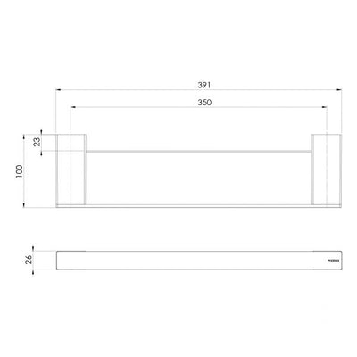 PHOENIX LEXI MKII SHOWER SHELF 391MM MATTE BLACK
