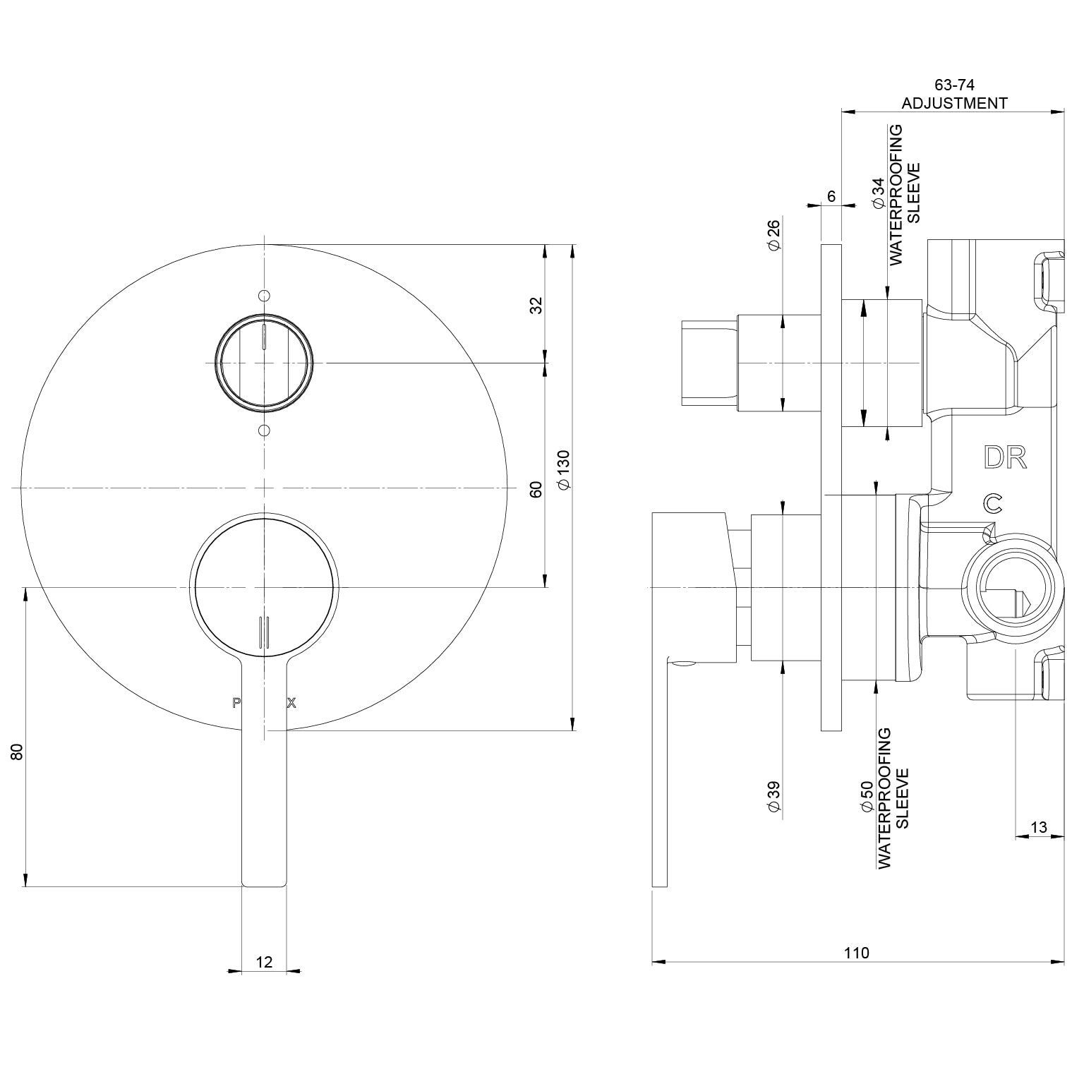 PHOENIX LEXI MKII SWITCHMIX SHOWER / BATH DIVERTER MIXER COMPLETE KIT CHROME
