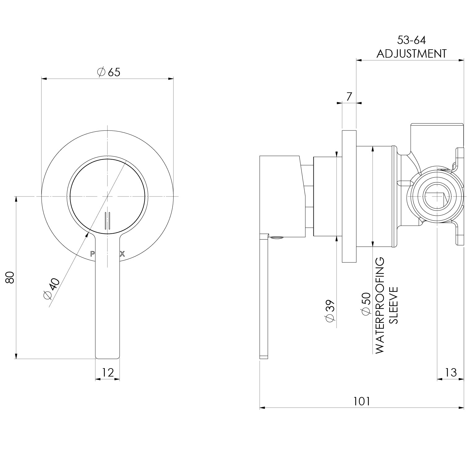 PHOENIX LEXI MKII SWITCHMIX SHOWER / WALL MIXER COMPLETE KIT CHROME