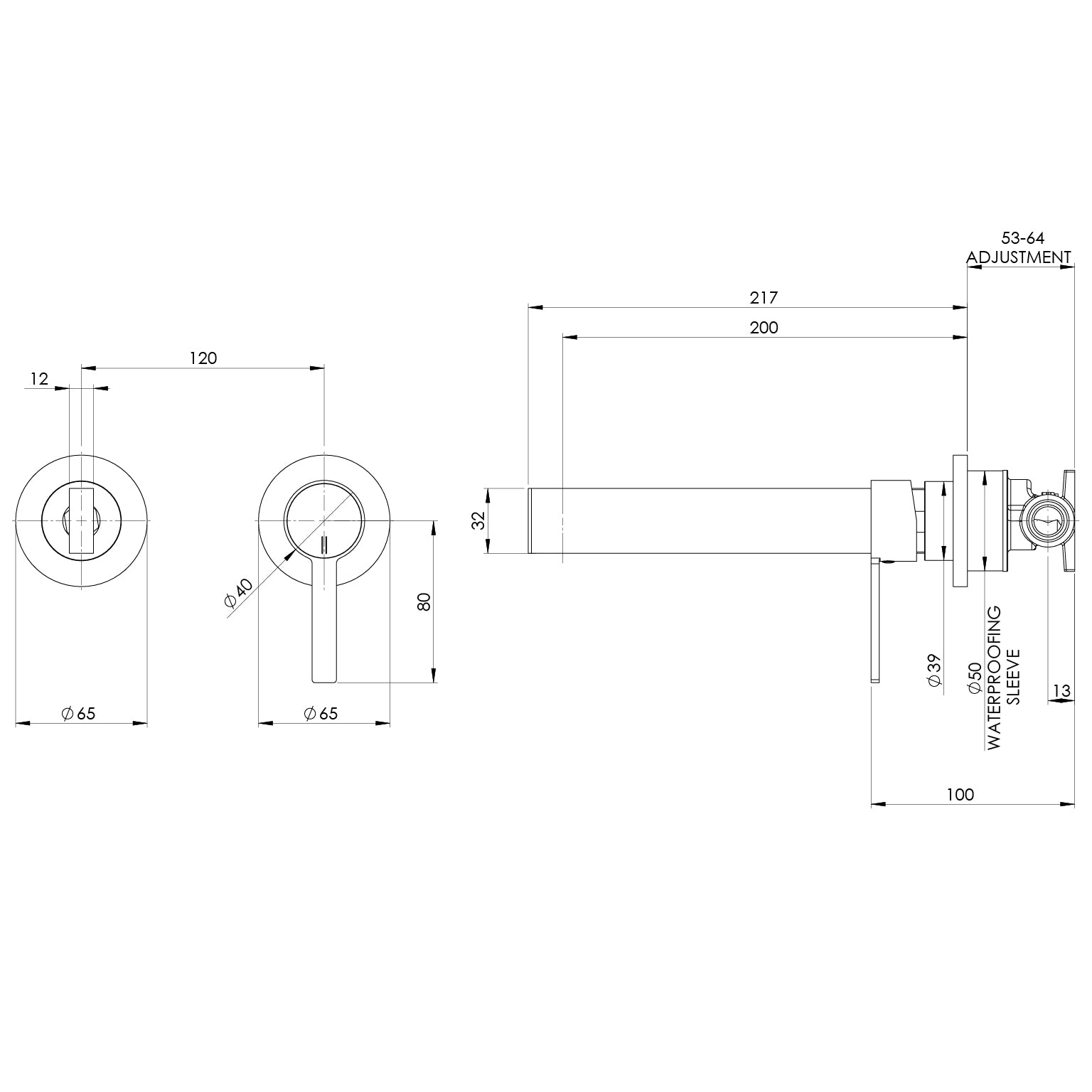 PHOENIX LEXI MKII SWITCHMIX WALL BATH MIXER SET 200MM COMPLETE KIT CHROME