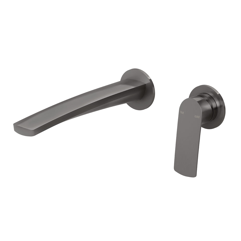 PHOENIX MEKKO SWITCHMIX WALL BASIN / BATH MIXER SET ROUND PLATE 222MM BRUSHED CARBON