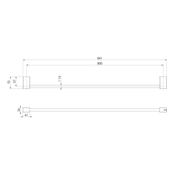PHOENIX MKII SINGLE NON-HEATED TOWEL RAIL CHROME (AVAILABLE IN 600MM AND 800MM)
