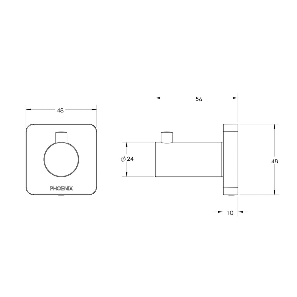 PHOENIX RADII SQUARE ROBE HOOK STAINLESS STEEL