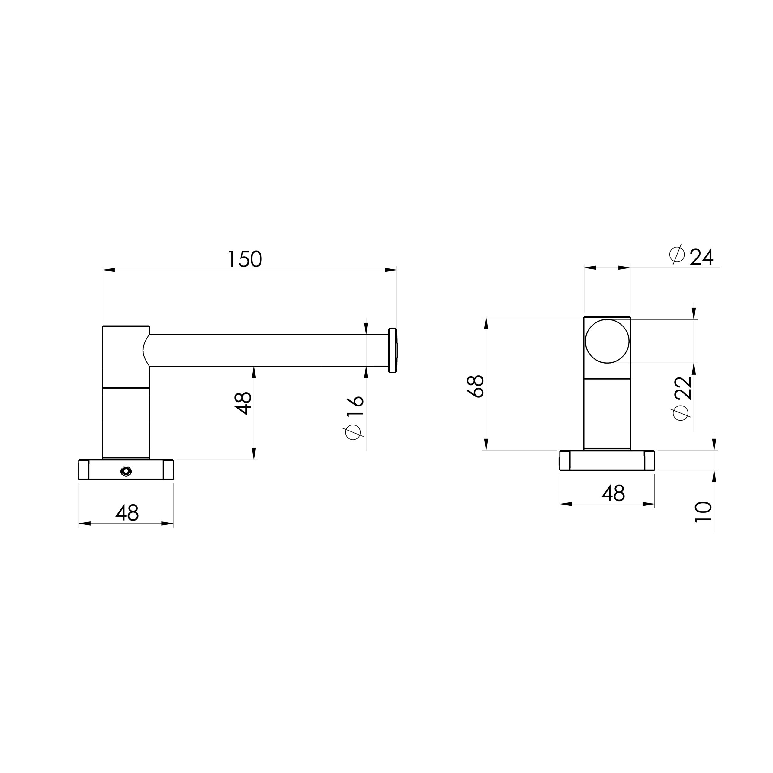 PHOENIX RADII TOILET ROLL HOLDER SQUARE PLATE 150MM STAINLESS STEEL