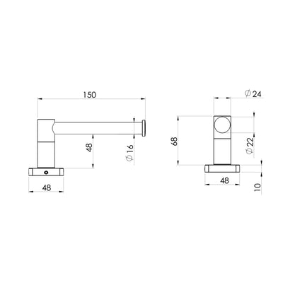 PHOENIX RADII TOILET ROLL HOLDER SQUARE PLATE 150MM STAINLESS STEEL