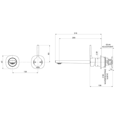 PHOENIX VASK SWITCHMIX LEAD FREE WALL BASIN / BATH MIXER SET PIN UP 218MM COMPLETE KIT CHROME