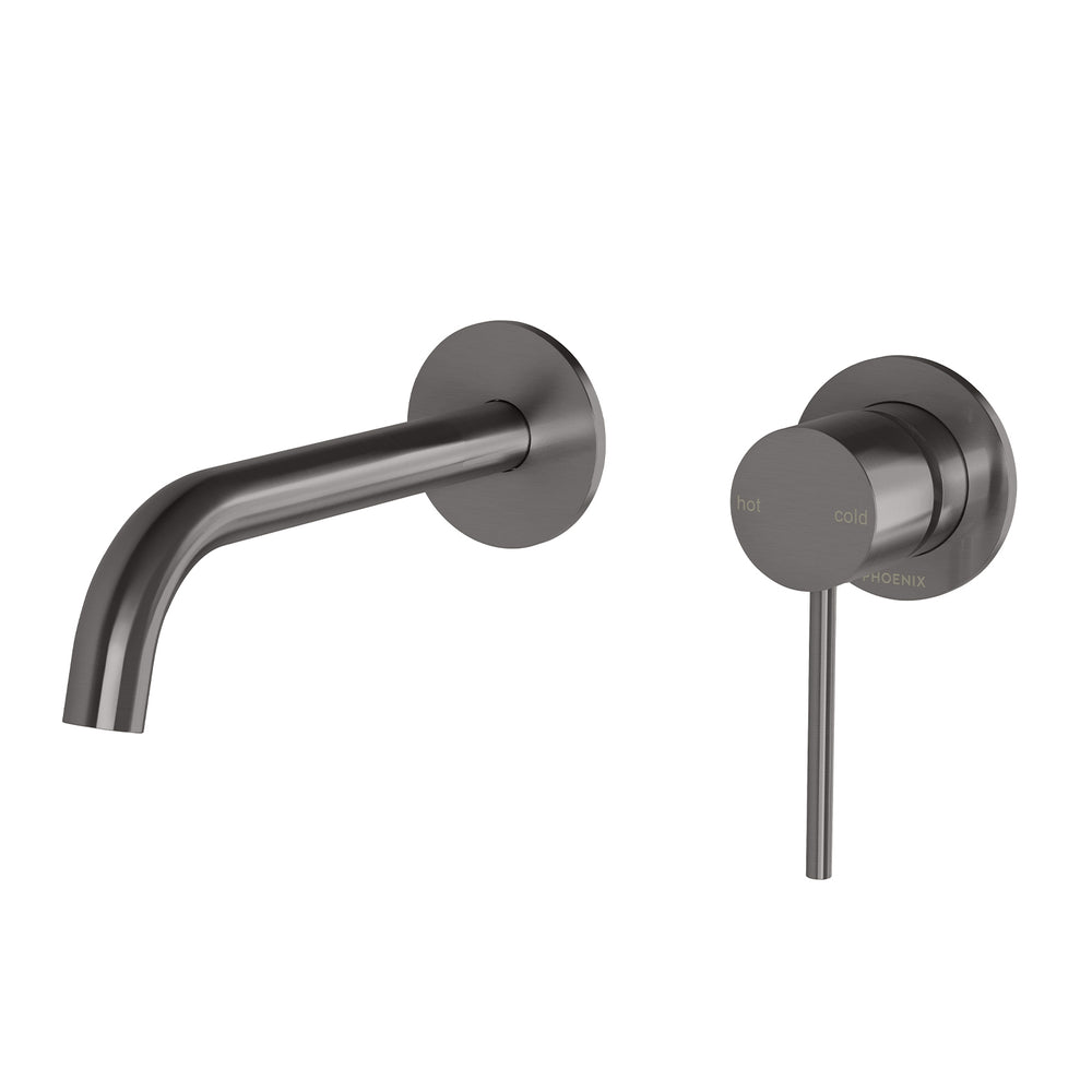 PHOENIX VIVID SLIMLINE SWITCHMIX WALL BASIN / BATH MIXER SET 175MM COMPLETE KIT BRUSHED CARBON