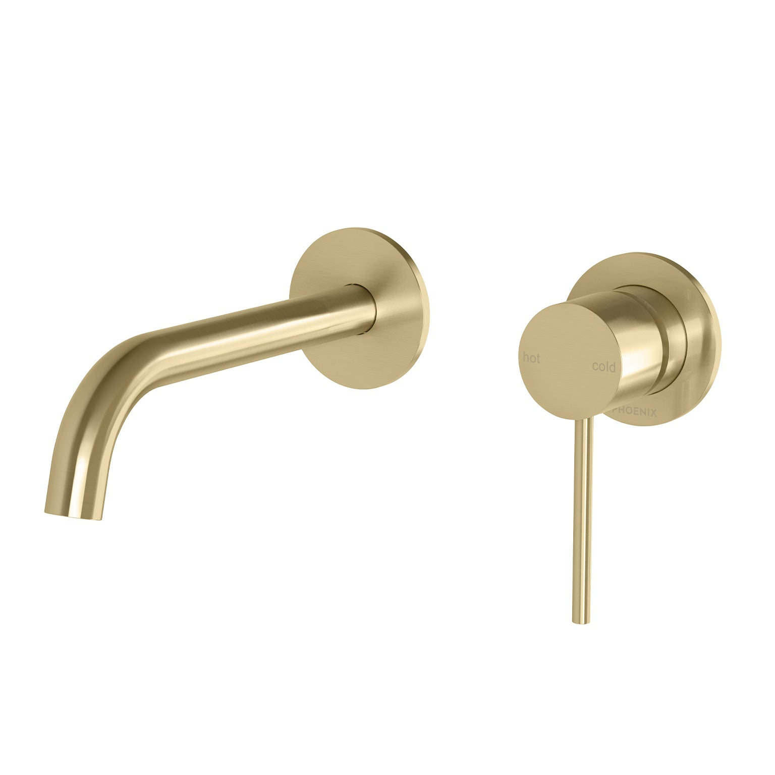PHOENIX VIVID SLIMLINE LEAD FREE SWITCHMIX WALL BASIN / BATH MIXER SET 175MM COMPLETE KIT BRUSHED GOLD