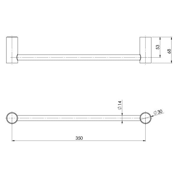 PHOENIX VIVID SLIMLINE NON-HEATED HAND TOWEL RAIL BRUSHED CARBON 350MM
