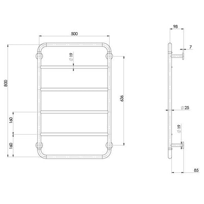 PHOENIX VIVID SLIMLINE NON-HEATED TOWEL RAIL BRUSHED CARBON 500MM