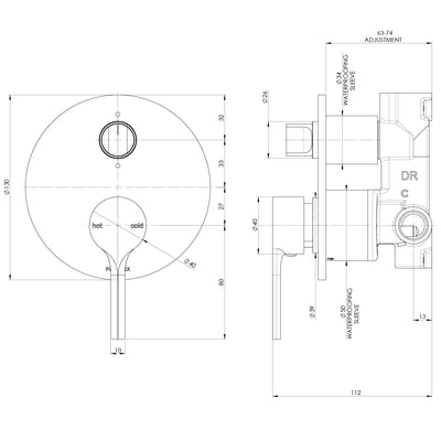 PHOENIX VIVID SLIMLINE SWITCHMIX OVAL SHOWER / BATH DIVERTER MIXER COMPLETE KIT CHROME