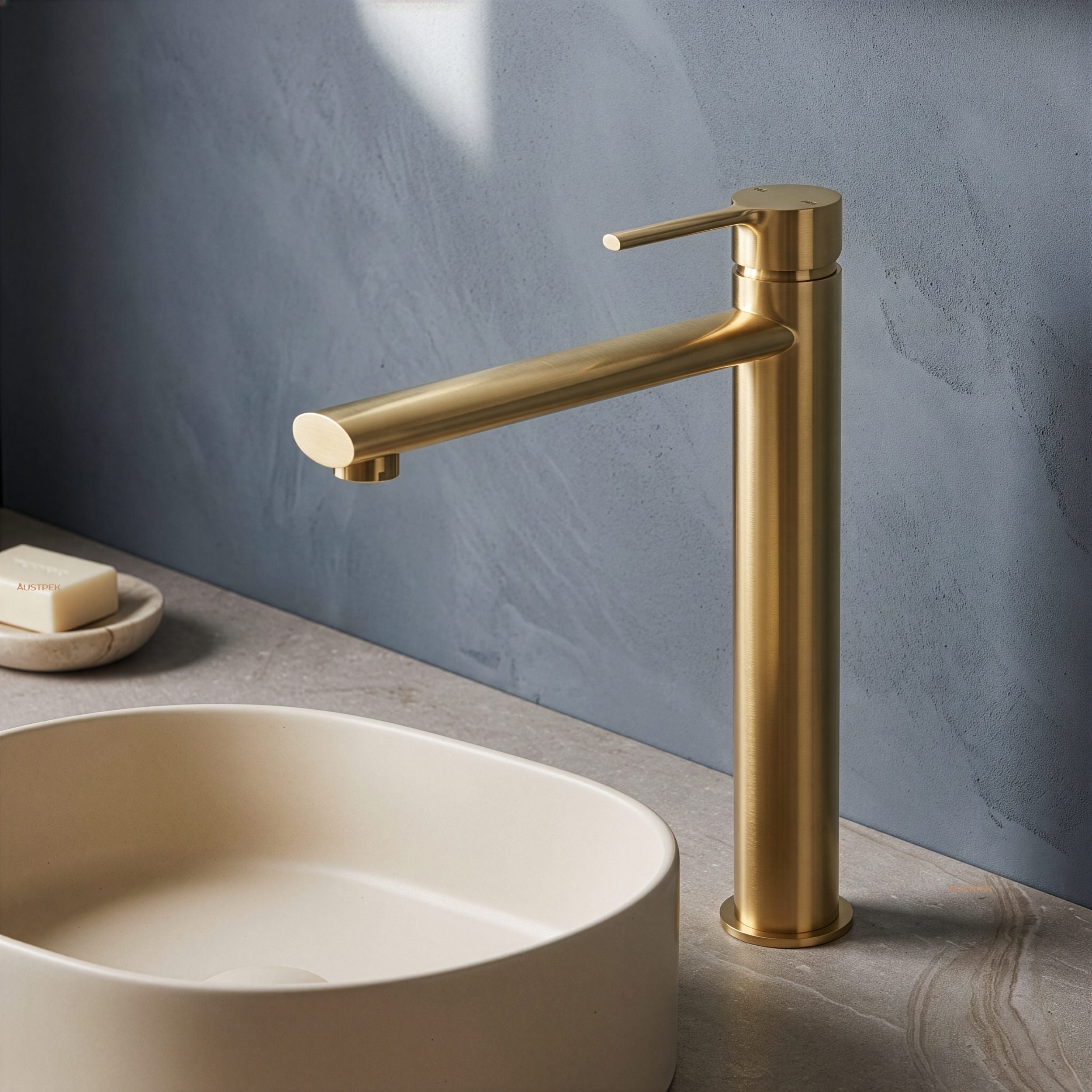 PHOENIX VIVID SLIMLINE OVAL VESSEL MIXER BRUSHED GOLD