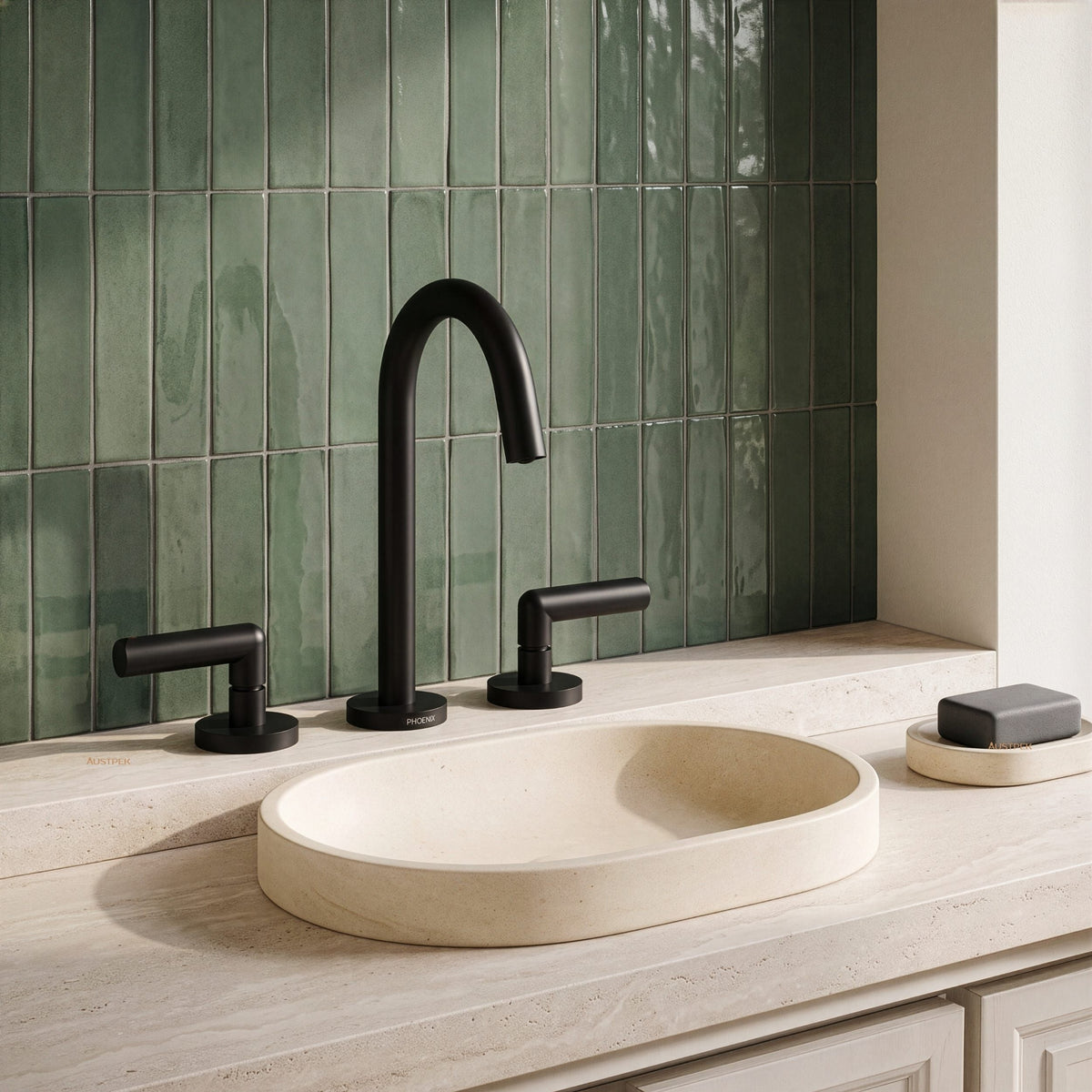 PHOENIX VIVID SLIMLINE PLUS THREE-PIECE LEVER BASIN SET MATTE BLACK